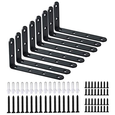 WINKER Corner Brace 16Pcs Shelf Bracket Heavy Duty Black Steel L Corner Brace Decorative Joint Angle Bracket for Shelf 5 InchX3 Inch Shelves Wall Hanging Bracket with Screws5 InchX3 Inch16PCS