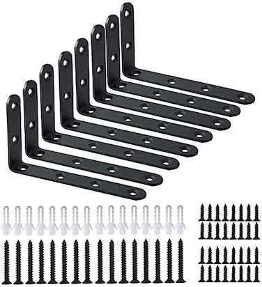 WINKER Corner Brace 12Pcs Shelf Bracket Heavy Duty Black Steel L Corner Brace Decorative Joint Angle Bracket for Shelf 5 InchX3 Inch Shelves Wall Hanging Bracket with Screws5 InchX3 Inch12PCS
