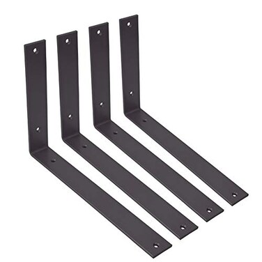 WINKER Shelf Bracket 12 Inch 12 Inchx8 Inchx15 Inch Heavy Duty Black Brackets for Shelves Corner L Bracket for Wall Shelves Metal Iron Shelf Brackets