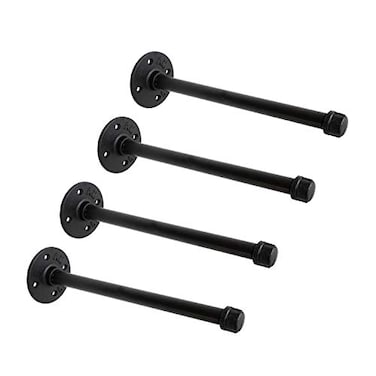 Home TZH 12 Industrial Black Iron Pipe Shelf Brackets Rustic Wall Mounted DIY Shelving Bracket Hanging Custom Pipe Brackets for Floating Shelves 10 Inch Piece 40