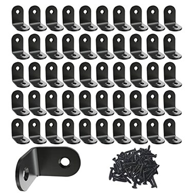 Aufuga Corner Brace L Bracket Corner Brackets of Stainless SteelSmall Angle Support for Home Improvement Metal Iron Braces for Wood 50 Black 1x1x06