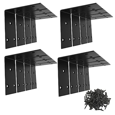 Aufuga Black Stainless Steel Shelf BracketJoint Right Angle BracketL Shape Heavy Duty Metal Corner Brace Shelf Supporter for Wood 16 34x34x2