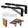 Storystore Folding Shelf Brackets 16 Inch Heavy Duty Metal Collapsible Shelf Bracket for Bench Table Shelf Hinge Wall Mounted Space Saving DIY Bracket Max Load 150 lb 2 PCS Black
