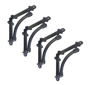 NACH Decorative Shelf Brackets 4 Pack of 55 x 12 x 55 inch Black Cast Iron Shelf Brackets Decorative Brackets for Mounting Half Round Style Brackets