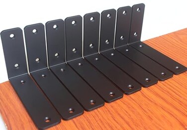 MHMYDZ 8 Pack L 6 x H 4 x W15 5mm Thick Black L Shelf Bracket Iron Shelf Brackets Metal Shelf Brackets Floating Shelf Shelf Supports with Screws