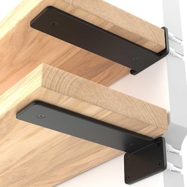 LEOPO 6 Inch Heavy Duty Floating Shelf Bracket 4 Pack Rustic Industrial Hidden Metal Shelf Bracket for Kitchen Bathroom 15 Thick