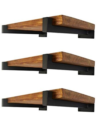 EZYDECOR Shelf Bracket 10 Inch Black Shelf Brackets Wall Mounted Industrial Shelving Brackets Metal Shelf Support with Lip 6 Pack
