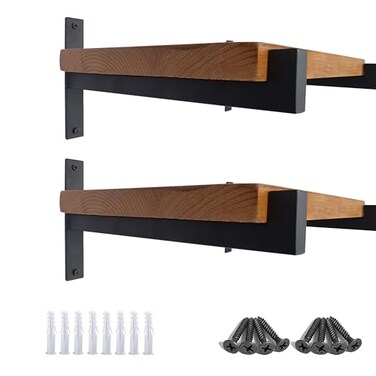 OVOV 4 Pcs Heavy Duty Shelf Brackets Wall Mounted Industrial Metal Shelf Supports 6 4pcs Black