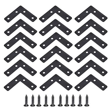FUYUAN 20 Pcs Black LShape Corner Brace 90 Degree Angle Bracket 50mmx50mm Heavy Duty Corner Brace Joint Angle Shelf Bracket with Screws