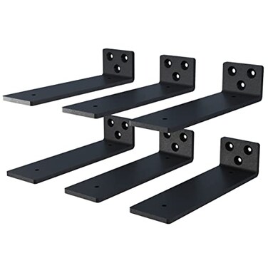NEODROP 6Pack 10 Inch Floating Shelf Brackets Heavy Duty Hidden Shelves Bracket for Small Shelf Kitchen Shelf Nursery Shelf Black Powder Coated Steel