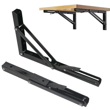 CNNUXI HARDWARE Folding Shelf Brackets 24 inchFolding Brackets Heavy Duty MaxLoad 410lbDIY Space Saving Wall Mounted Folding TablePack of 2