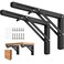 AUTOHJ Folding Shelf Brackets 16 Inch 2 Pcs Heavy Duty Stainless Steel Collapsible Triangle Shelf Bracket DIY Wall Mounted Folding Table Hinge Space Saving for Bench Table with Screws
