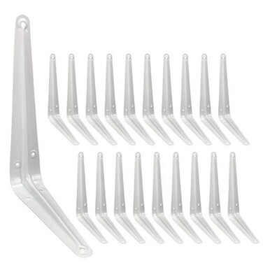 Joroamp Shelf Brackets 8 Inch 20 Pack White Metal Heavy Duty L Adjustable Floating Shelves Bracket 8 x 6 Inch Industrial Pipe Decorative Shelf Angle Bracket for Wall with Screws