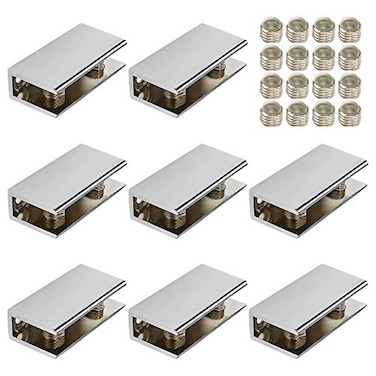 LC LICTOP Rectangular Glass Shelf Brackets Zinc Alloy Clamp Holder for 610mm Glass Shelves Wall Mount Shower Floating Shelf Brackets 209x106 Inch Fit for 03039 Inch Thick 8Pcs