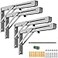 MySit 16 Folding Shelf Brackets 4 PCS Max Load 550lb Heavy Duty Stainless Steel DIY Collapsible Wall Mounted L Shelf Bracket Space Saving for Table Work Bench