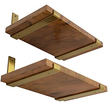 LEOPO 12 inch Shelf Bracket for DIY Floating Shelf 15 inch Thick Heavy Duty Bracket 4 Pack Golden