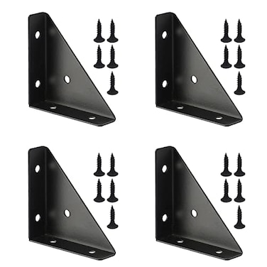 Joyangy 4Pack 66mm x 66mm Black Metal Corner Brace Brackets for Bed Table Cabinet