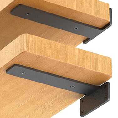 Starunder 6 Pack Floating Shelf Brackets 10 inch Heavy Duty Industrial Shelf Bracket Black Metal L Brackets for Shelves Support DIY15 Inch Thicked