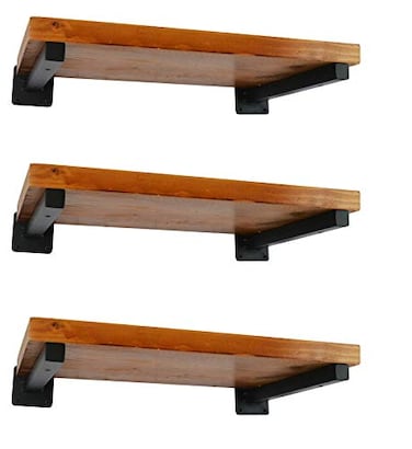 EZYDECOR 6 Pcs Black Shelf Bracket 8 Inch Heavy Duty Brackets for Shelf Metal Wall Floating Shelving Brackets Industrial Shelf Brackets for Space Saving