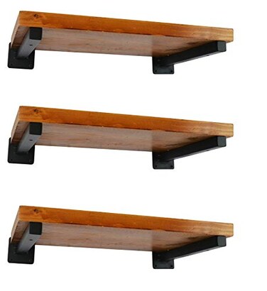 EZYDECOR 6 Pcs Black Shelf Bracket 10 Inch Heavy Duty Brackets for Shelf Metal Wall Floating Shelving Brackets Industrial Shelf Brackets for Space Saving