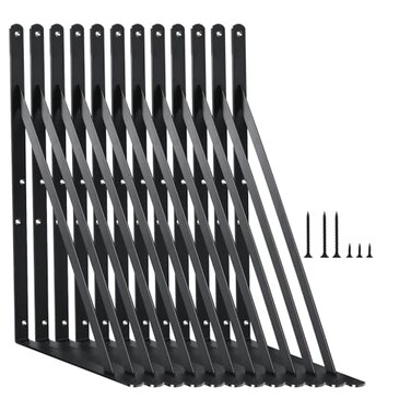 MHMYDZ 12 Pack L18 x H 12 Black Heavy Duty Shelf Brackets with Screws Metal Shelf Brackets Shelf Support Angle Brackets for Shelves L Brackets Heavy Duty Floating Shelf