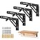 Ravinte 4 Pack 10 Inch Folding Shelf Brackets Matte Black Heavy Duty Collapsible Brackets for Tables and Benches SpaceSaving Design
