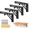 Ravinte 4 Pack 10 Inch Folding Shelf Brackets Matte Black Heavy Duty Collapsible Brackets for Tables and Benches SpaceSaving Design