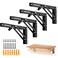 Ravinte 4 Pack 10 Inch Folding Shelf Brackets Matte Black Heavy Duty Collapsible Brackets for Tables and Benches SpaceSaving Design
