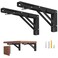 LuckIn 10Inch Foldable Brackets for DIY Folding Shelves or Tables L Shelf Brackets Collapsible Heavy Duty Stainless Steel Max Load 300lbs Black 2 Pcs