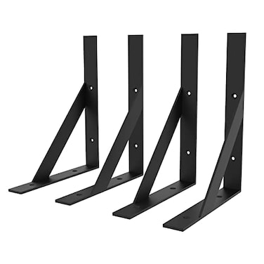 SOGAL 8 inches x 10 inches Heavy Duty Shelf BracketsBlack Shelf BracketShelf Support Angle Brackets for Shelves L Brackets Floating Shelf Brackets 4Pack