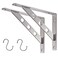 YUMORE Stainless Steel Shelf Bracket 10 Heavy Duty Solid Shelf Support Corner Brace Joint Right Angle Bracket L Bracket with 2 S Hook 2 Pack