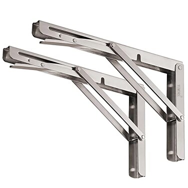 YUMORE Folding Shelf Brackets 12 Max Load 330lb Heavy Duty Stainless Steel Collapsible Shelf Bracket for Table Work Bench Space Saving DIY Bracket Pack of 2