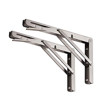 YUMORE 24 Folding Shelf Brackets Max Load 330lb Heavy Duty Stainless Steel Collapsible Shelf Bracket for Table Work Bench Space Saving DIY Bracket Pack of 2
