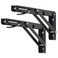 YUMORE Folding Shelf Brackets 10 Inch Heavy Duty Collapsible Shelf Bracket Black DIY L Bracket for Workbench Folding Table Hinge Max Load 330lb 2 Pack