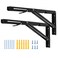 YUMORE 16 Inch Folding Shelf Brackets Heavy Duty Collapsible Shelf Bracket Black DIY L Bracket for Workbench Folding Table Hinge Max Load 330lb Pack of 2