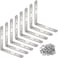 Eitonbu 8 Pcs Stainless Steel L Bracket 5 x 5 inch Heavy Duty Solid Shelf Support Corner Brace Metal Joint Right Angle Brace for Wood Shelves Silver Corner Mount