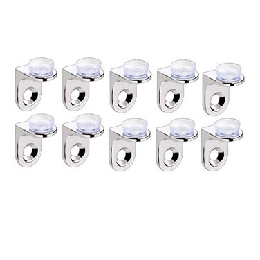 AWEN 10Pcs Mounting Brace Fixing Glass Shelf Bracket Pegs Supports with Chuck Wall MountGlass Mounting Brackets