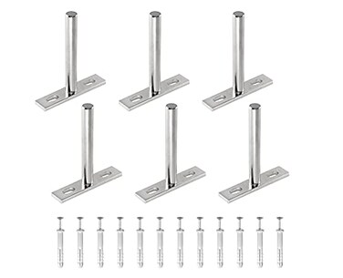 Seimneire 6pcs 3 Inch Floating Shelf Bracket Heavy Duty Hidden Shelf Brackets Brushed Nickel Invisible Shelf Supports with Screws and Wall Plugs Solid Cold Rolled Steel