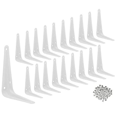 Wideskall Metal 5 x 6 inch Wall Corner Angle Shelving Shelf Brackets White Pack of 20