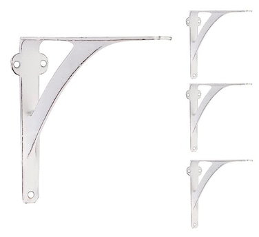 A29 Set of 4 White Shelf Brackets for 8 10 12 Shelves Distressed White Finish 988 X 738 Heavy Duty Iron L Brackets for Wall Shelves Hardware Included