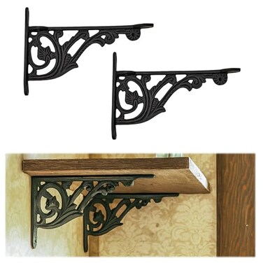 SaKeGa Mystic Colonial Cast Iron Shelf Brackets Set of 2 105 cm x 155 cm 4 in x 6 in Victorian HeavyDuty Decorative for Farmhouse Gothic Decor