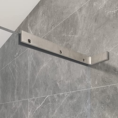 LukLoy Fixed Glass Shower Panel Glass to Wall Support Bar Frameless Shower Glass Clamp L Shape Stabilizer Mounting Bracket NoDrillinGlass Glass on Left