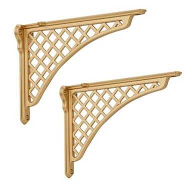 HARPOON 2 Pack Heavy Duty Cast Iron Victorian Shelf Bracket 8 Inches Gold Baroque LShaped Shelf Brackets DIY Projects Hardware Included