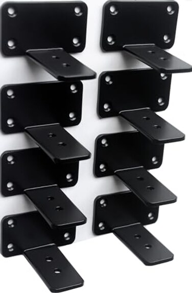 MHMYDZ 8 Pack 4 inch Black Hidden L Shelf Bracket 15 Inch Thicked Iron Floating Shelf Brackets Rustic Industrial Metal Brackets for Shelf Support