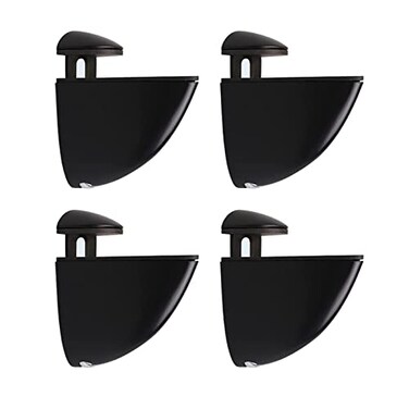 Qikuver Adjustable Glass Shelf Bracke Adjustable WoodGlass Shelf Bracket Wall Mount Polished Chrome 4 Pack for 223 mm Thickness Shelf B Black