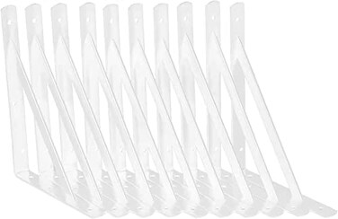 Kersally 12 Inch Heavy Duty Shelf Brackets 10 Pack 90 Degree Triangle L Brackets for Shelves White Metal Large Wall Mount Angle L Bracket with Screws for Garage Storage and Closet