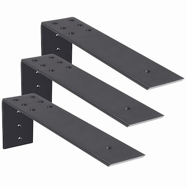 WEKIS 10 Inch Countertop Support Bracket 3 Pack Solid Iron Steel Heavy Duty Hidden Floating L Shelf Brackets 14 Inch Thick Shelving Support Metal Hardware for Mantel Granite Countertop