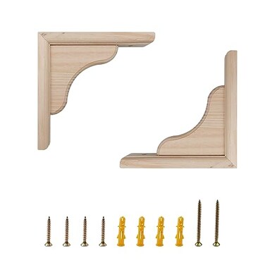 Antrader Solid Wall Mount Wood Shelf Bracket 6 Inch Wooden Shelf Brackets DIY Wood Bracket Include Mounting Screws Pack of 2