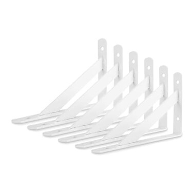BUHYUHB White Shelf Bracket 6 Packs Wall Shelf Brackets Heavy Duty 4 X 6 Inch 90 Degree Floating Shelves Tripod Triangle Shelf Brackets for Floating Wood Shelves