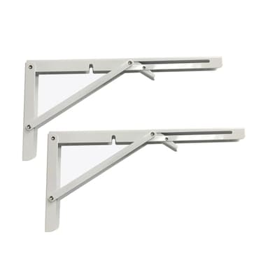 MIKMAYTOO White Folding Shelf Brackets Max Load 220 lb Heavy Duty DIY Wall Mounted Shelf Bracket Space Saving for Table Work Bench 8 INCH2PCS